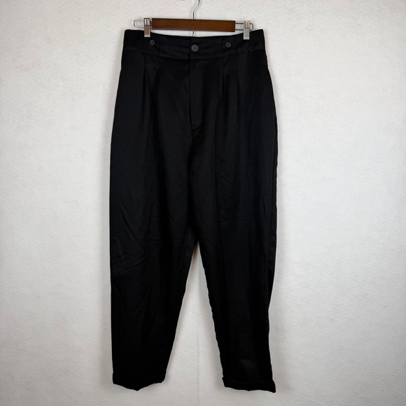 Pants - Vintage Streetwear Pleated Trousers Women 11 Waist Black High Rise Tapered Pants